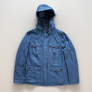 Reset Fifty Seven Blue Hooded Utility Jacket Coat Women L Field Outdoor Gorpcore